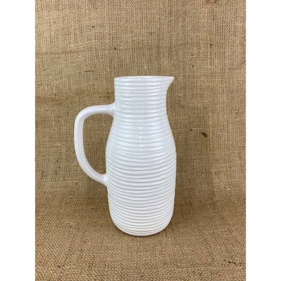 Farval Juice Water Pitcher Vase White 10" Made In Portugal - Picture 1 of 8